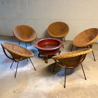 5 sedie in vimini originali anni 50’chic e comode