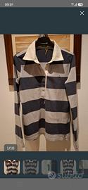 polo cotone donna righe blu  grigio Benetton S