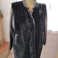 Pelliccia con inserti in pelle
