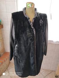 Pelliccia con inserti in pelle