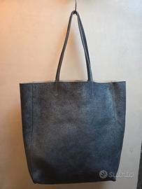 Shopping bag borsa Orciani turchese metallizzato