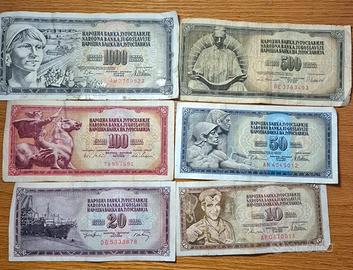 6 Banconote Jugoslavia Dinari
