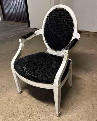 Poltroncina shabby chic bianco nero vintage