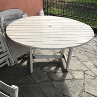 Tavolo in legno diametro 140cm 6 sedie vintage.