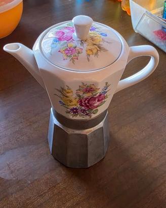 Rara Caffettiera Moka Vintage in porcellana