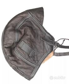 Cappello aviatore vintage in pelle e pelo  pecora