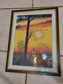 quadro con mare e tramonto
