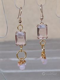 Orecchini mezzicristalli rosa 