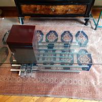 Tavolino cristallo e acciaio