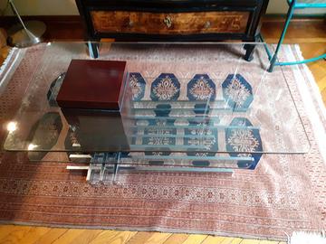 Tavolino cristallo e acciaio