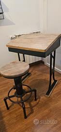 scrittoio vintage industrial + sgabello