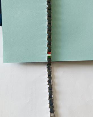 Bracciale uomo ceramica nera con bandierina italia