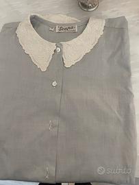 Camicia donna in finissimo cotonegrigio perla con