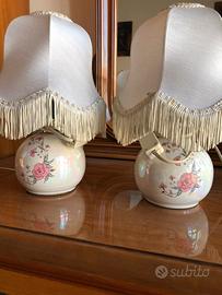Coppia lampade abat-jour vintage in ceramica.