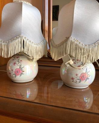 Coppia lampade abat-jour vintage in ceramica.