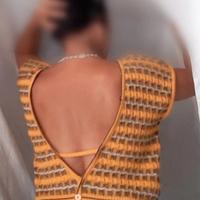 maglia vintage  all'uncinetto fantasia giallo ocra