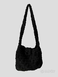 🧶 Borsa a Tracolla Crochet Nera