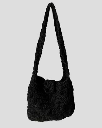 🧶 Borsa a Tracolla Crochet Nera