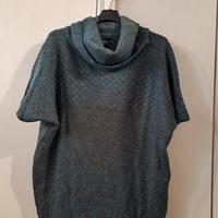 Maglione L poncho dolcevita maniche corte 
