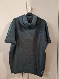 Maglione L poncho dolcevita maniche corte 