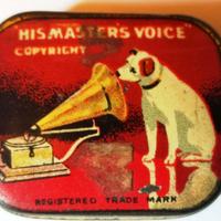 scatoletta di latta originale "His Master's voice"