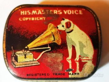 scatoletta di latta originale "His Master's voice"