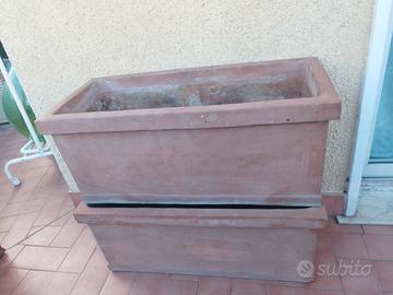 Vasi in cotto rettangolari (vasca) lisci e rigati