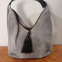 Borsa vera pelle grigia 