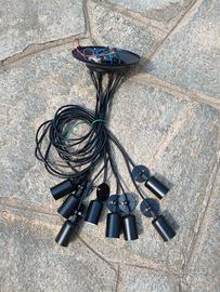 Lampadario Ragno Vintage 8 Luci E27 Nero Opaco

