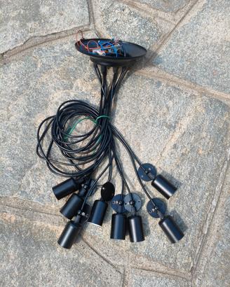Lampadario Ragno Vintage 8 Luci E27 Nero Opaco

