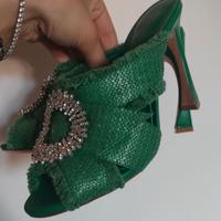 Alexandre Birman Sandali Madelina in rafia verde c