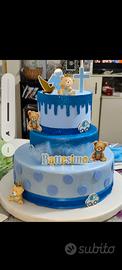 torta scenografia battesimo maschietto 