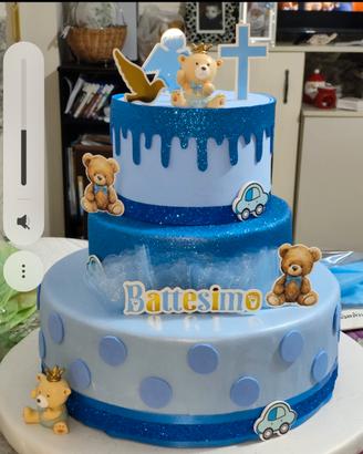 torta scenografia battesimo maschietto 