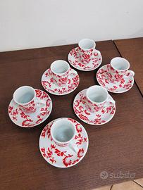 Servizio 6 tazzine da caffè vintage in porcellana