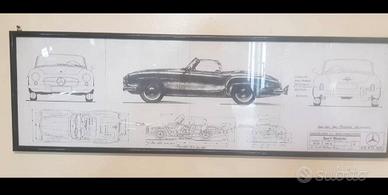 MERCEDES 190SL poster dati tecnici di costruzione