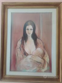 Dipinto Olio su Tela "Maternità" di Gesuino Casu