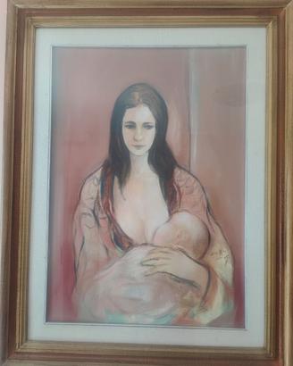 Dipinto Olio su Tela "Maternità" di Gesuino Casu