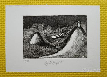 Daniele Degli Angeli - acquaforte (12x17,5), 1983