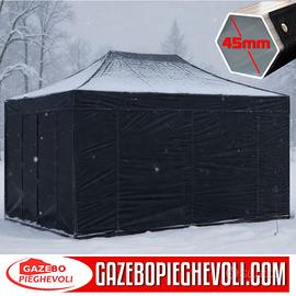 Gazebo alluminio 3x4,5 nero eventi mercato chiosco