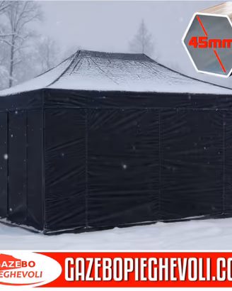 Gazebo alluminio 3x4,5 nero eventi mercato chiosco