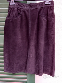 Gonna camoscio/crosta marrone