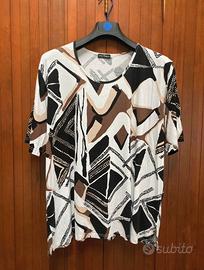 Maglia maniche corte fantasia bianco nero 3XL