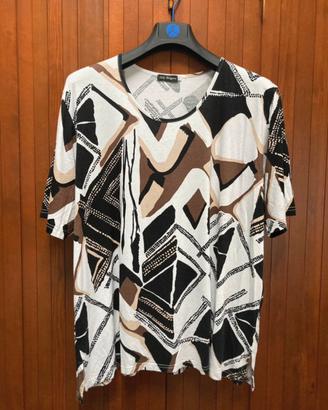 Maglia maniche corte fantasia bianco nero 3XL