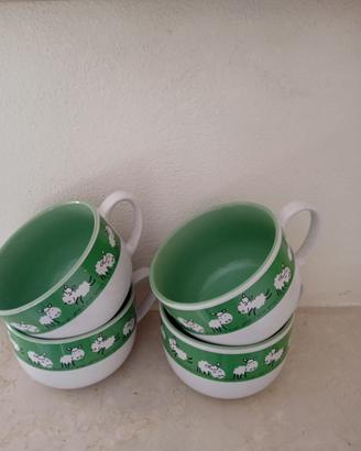 Set 4 Tazze Vintage in Ceramica