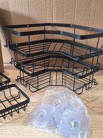 Mensole angolari in metallo nero porta sapone