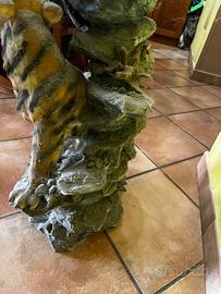 tavolino porta oggetti in vetro con tigre 