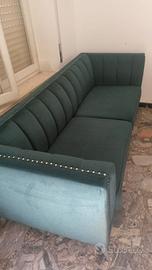 Divano 3 posti in velluto LOBERON petrolio