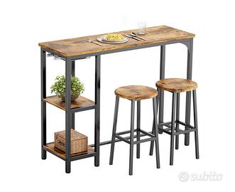 Tavolo da Bar con 2 Sgabelli, con 2 Ripiani e Port