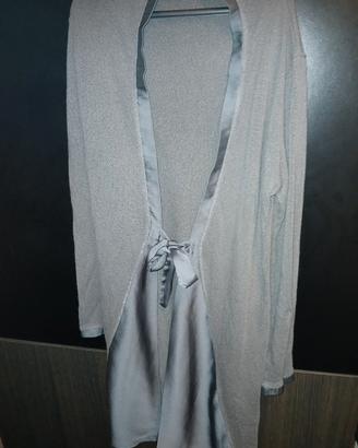 cardigan elegante con inserti in raso