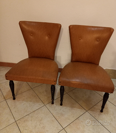 Coppia di poltroncine in sky ecopelle anni 60/70